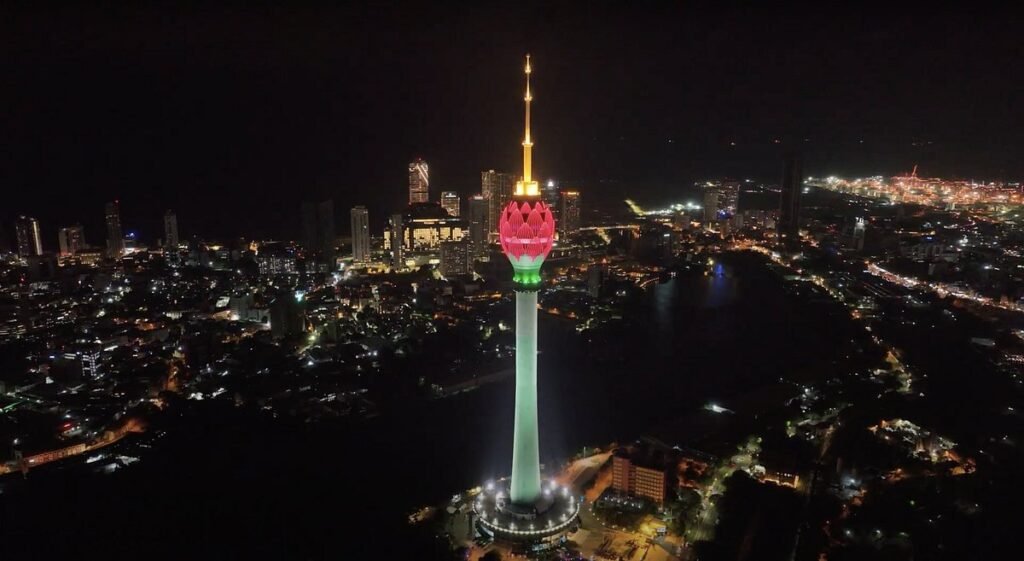 lotus tower the tallest in south asia stand tall in colombo night sky