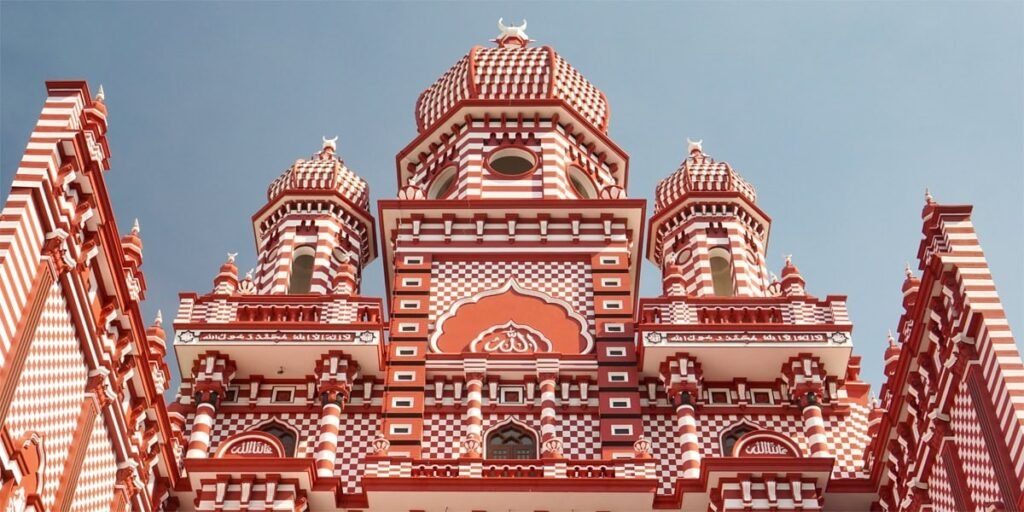 Minara of Jamiul Alfar Red Mosque in Colombo